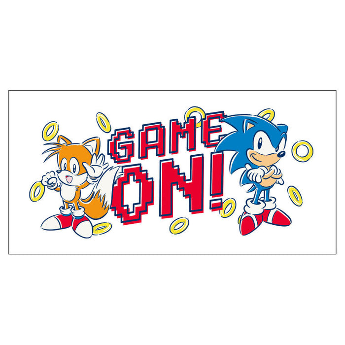Sonic the Hedgehog and Tails with 'Game On!' text on a white background