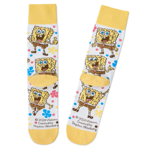 Socks with SpongeBob SquarePants design on a white background