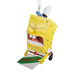 A SpongeBob SquarePants ornament shaped like SpongeBob holding a pizza box, with a white hanging loop at the top, shown on a plain white background.