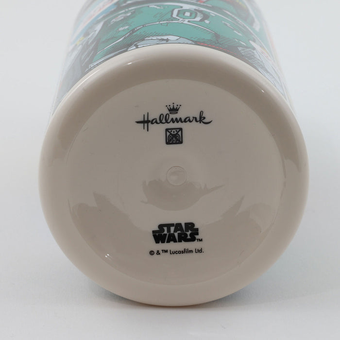 Close-up of a mug with Hallmark and Star Wars branding on a white background