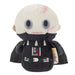 Plush toy resembling a character from 'Star Wars' with a white head and black outfit on a white background