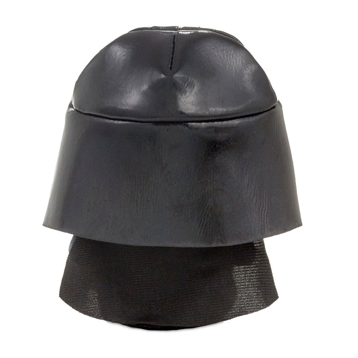 Black leather-like helmet on a white background