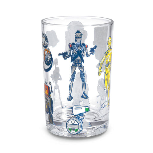 Clear glass with Star Wars character illustrations on a white background