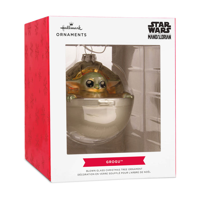 Star Wars Mandalorian Grogu ornament in packaging with Hallmark branding