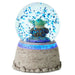 Glowing snow globe with a character inside on a white background