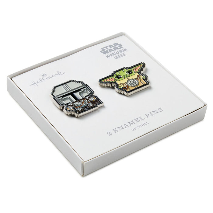Two enamel pins on a 'Star Wars' branded box with 'Hillman' branding.