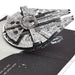 3D model of the Millennium Falcon spaceship on a black background
