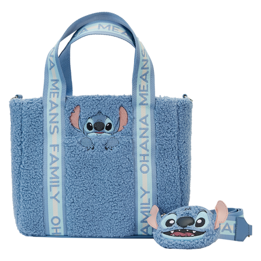 Stitch Plush Sherpa Tote Bag With Coin Bag by Loungefly