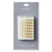 Gold Stripes and Polka Dots on White Birthday Candles package