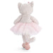 Plush toy with a cat design wearing a pink tutu on a white background