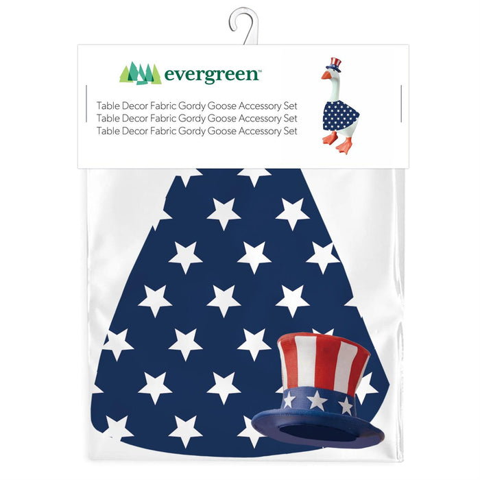 Packaged product with patriotic design and goose accessory, brand 'evergreen' visible