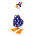 Toy goose with American flag hat and skirt on a white background
