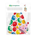 Evergreen brand Table Decor Fabric Gordy Goose Accessory Set in retail packaging, featuring a white printed header card and a clear plastic bag containing a festive party-themed fabric set with colorful balloons and a pink party hat.