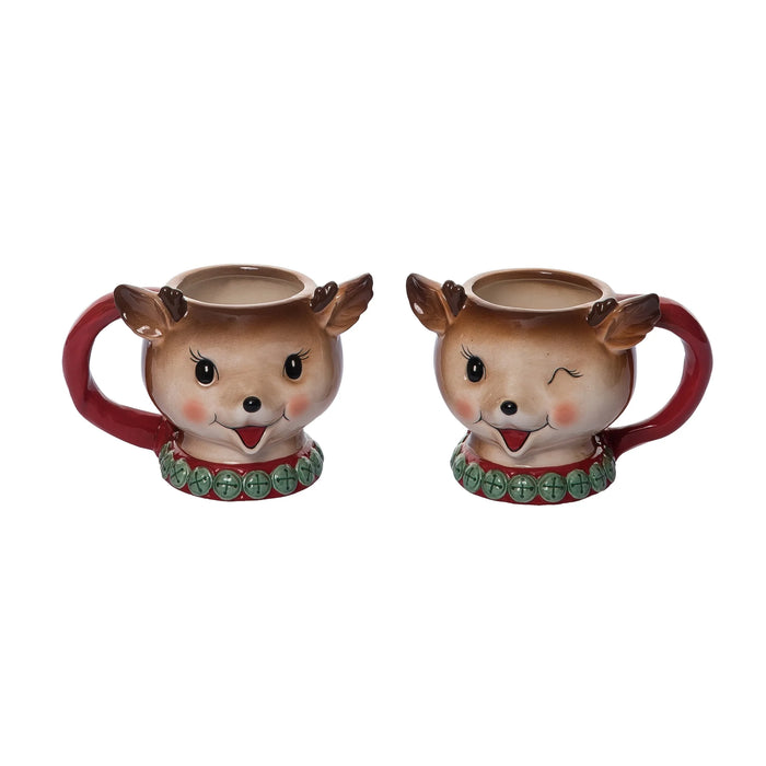 Mini Vintage Christmas Reindeer Mug Set