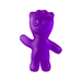A purple gummy bear figure with a textured, glossy surface, standing against a solid white background.