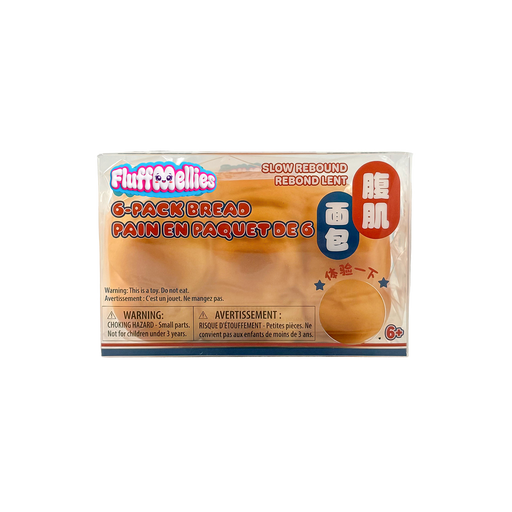 FluffyMellies 6-pack bread-shaped toys packaging on a white background