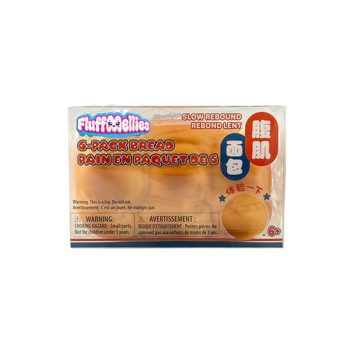 FluffyMellies 6-pack bread-shaped toys packaging on a white background