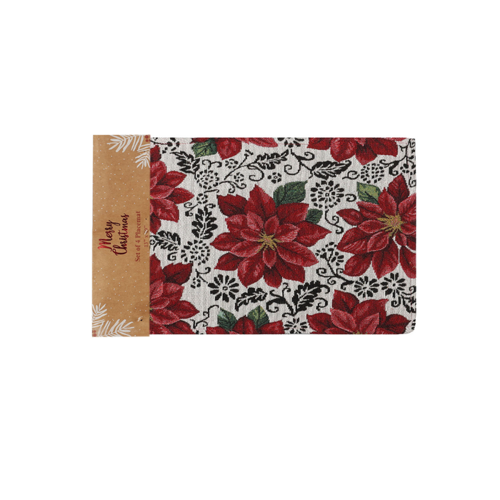 Floral design with poinsettias on a white background