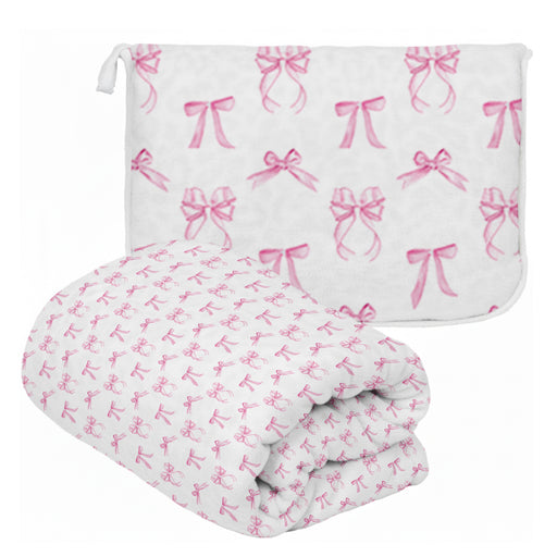 Pink Bows Travel Blanket
