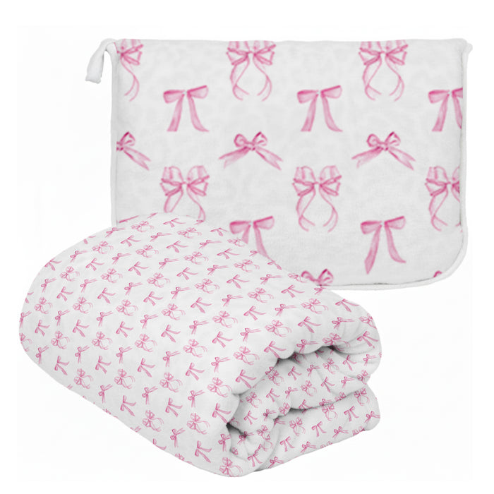 Pink Bows Travel Blanket
