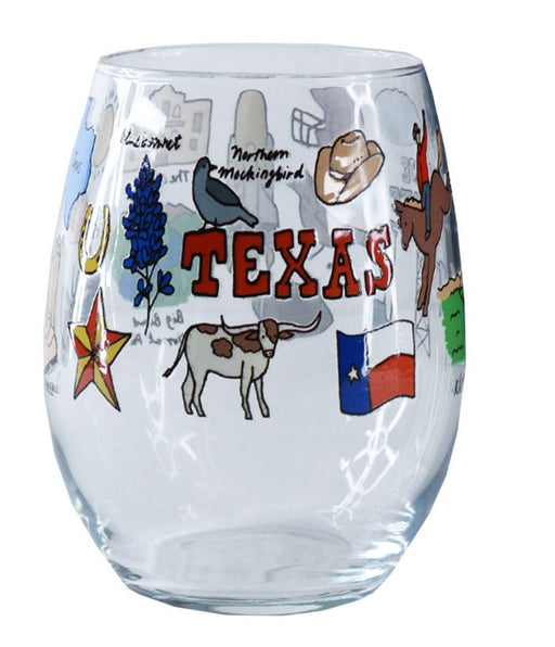 Texas Wanderer Stemless Wine Glass