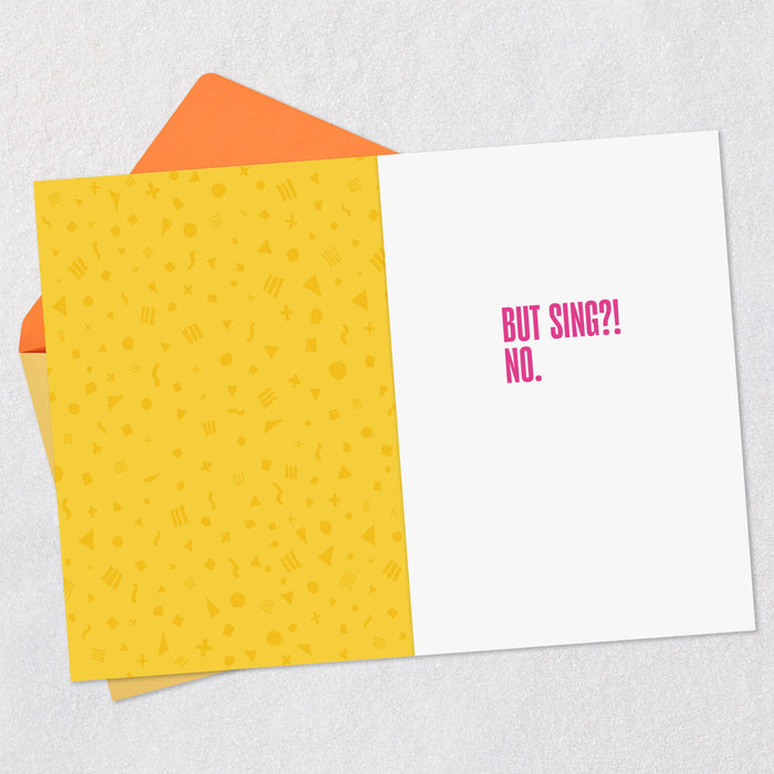 Kevin the Cat Won't Sing Funny Birthday Card