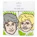 Two socks with illustrations of two women's faces on a white background, featuring the Hallmark brand.