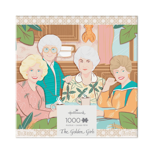 Jigsaw puzzle box featuring illustrations of 'The Golden Girls' characters.