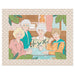 Jigsaw puzzle with illustration of four women sitting together, framed by green leaves.