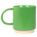 Green mug with a beige base on a white background