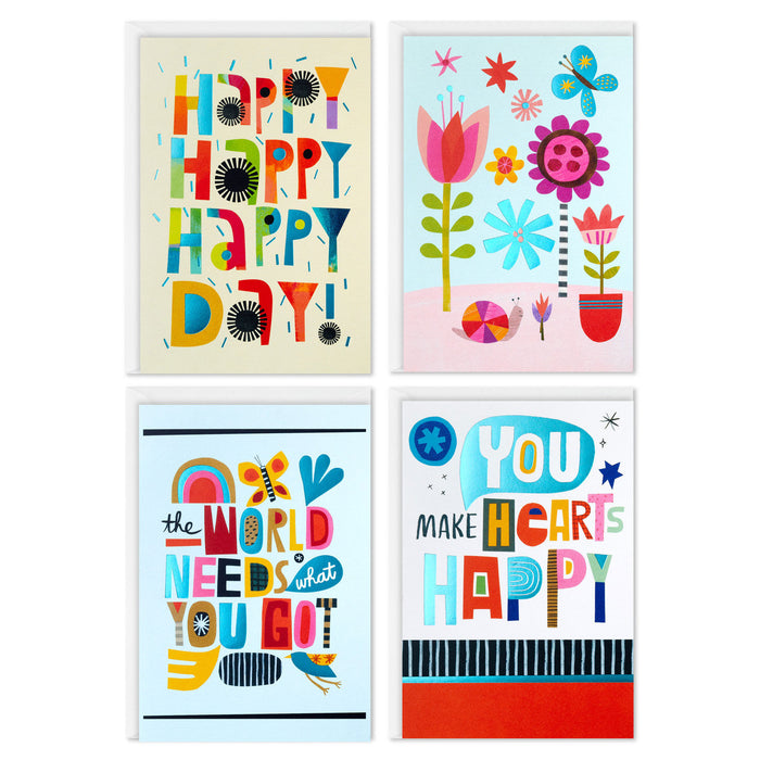 Trendy Lettering Boxed All-Occasion Cards Assortment, Pack of 12