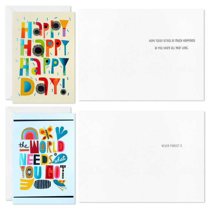 Trendy Lettering Boxed All-Occasion Cards Assortment, Pack of 12