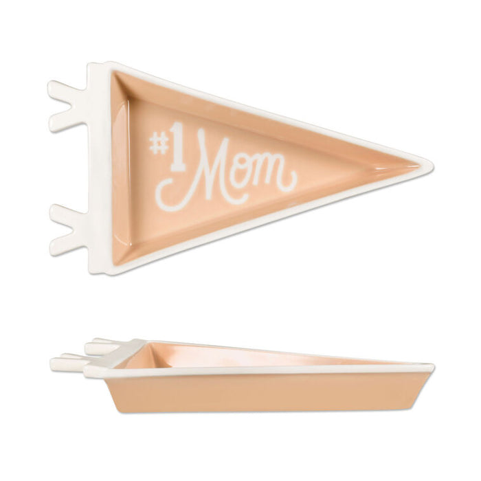 #1 Mom Pennant Trinket Dish