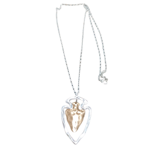 Necklace with an arrowhead pendant on a white background