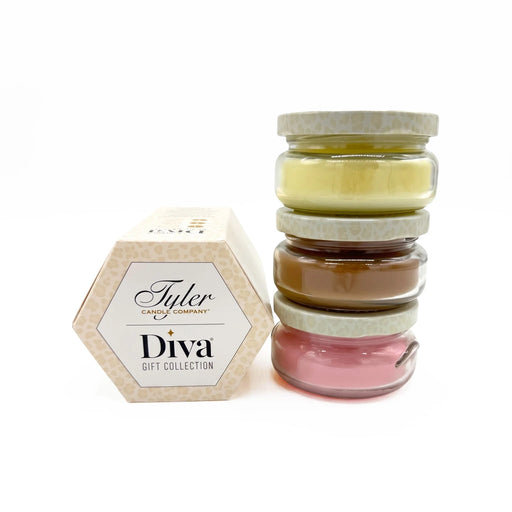 Tyler Cheaper Than Therapy Gift Collection Candle in a clear glass jar with the Cheaper Than Therapy label displayed on a white background.