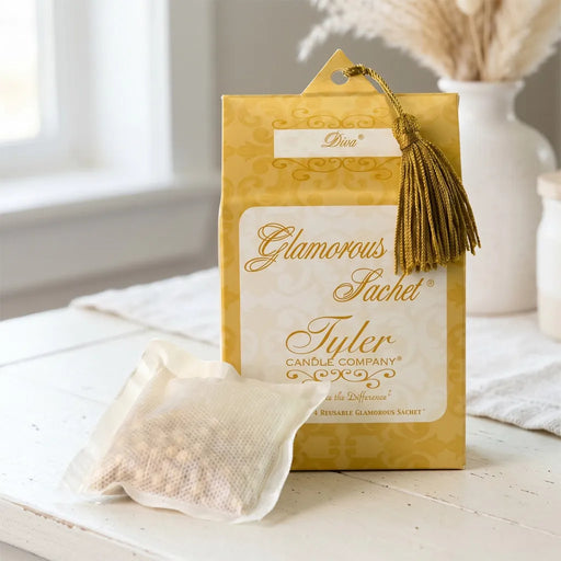 Tyler Diva Glamorous Sachet fragrance pouch with the Diva label displayed on a white background.