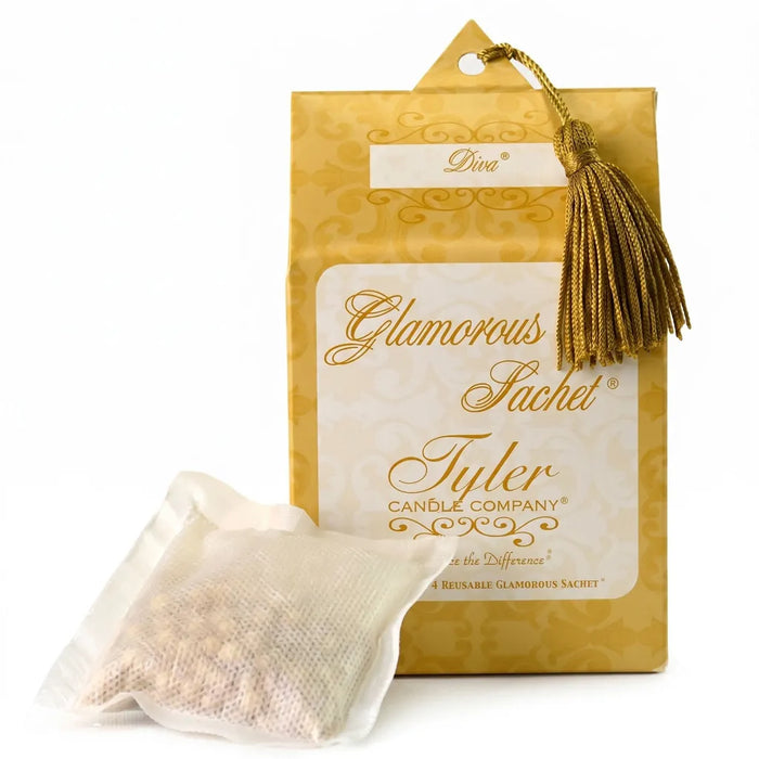 Tyler Diva Glamorous Sachet fragrance pouch with the Diva label displayed on a white background.