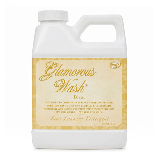 Tyler Diva Glamorous Wash luxury liquid laundry detergent with the signature Diva fragrance for clothing, bedding, towels, linens, and delicate fabrics. Compatible with standard and HE washing machines.