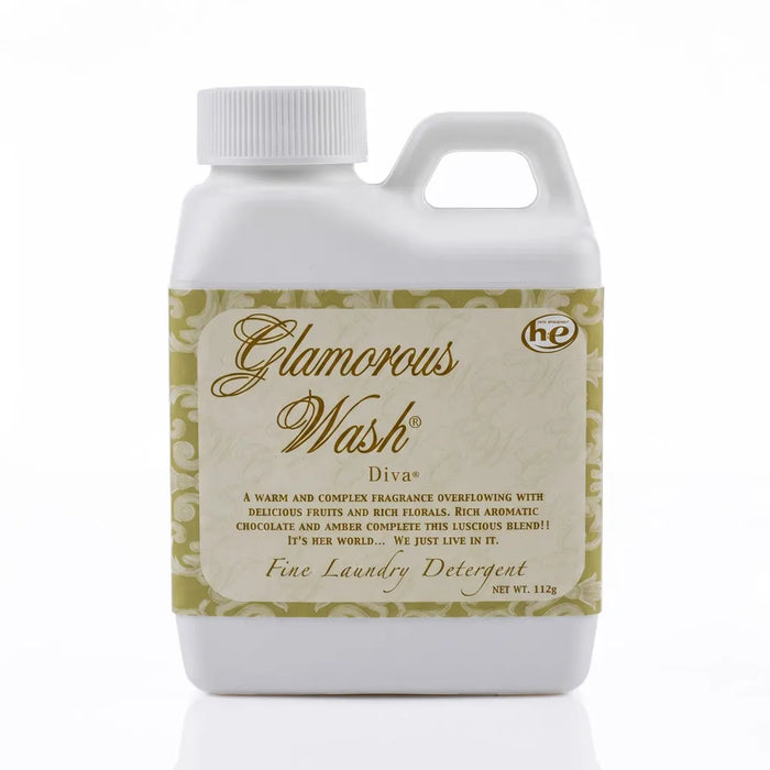 Tyler Diva Glamorous Wash luxury liquid laundry detergent with the signature Diva fragrance for clothing, bedding, towels, linens, and delicate fabrics. Compatible with standard and HE washing machines.