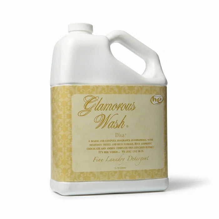 Tyler Diva Glamorous Wash luxury liquid laundry detergent with the signature Diva fragrance for clothing, bedding, towels, linens, and delicate fabrics. Compatible with standard and HE washing machines.