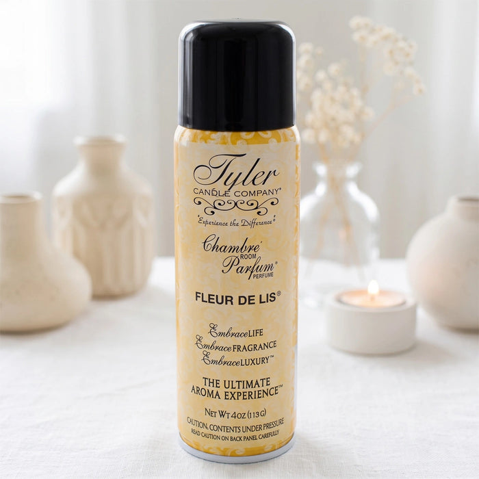 Tyler Fleur de Lis Chambre Parfume room spray bottle with the product label displayed on a white background.