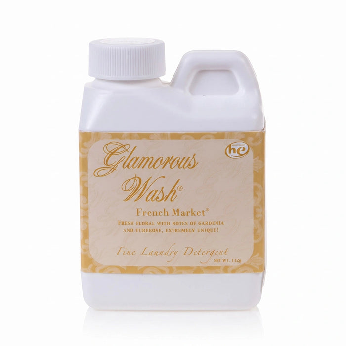 Tyler French Market Glamorous Wash liquid laundry detergent bottle with the French Market label displayed on a white background.