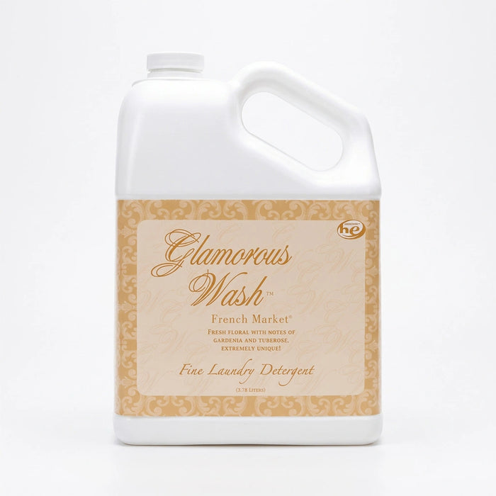 Tyler French Market Glamorous Wash liquid laundry detergent bottle with the French Market label displayed on a white background.