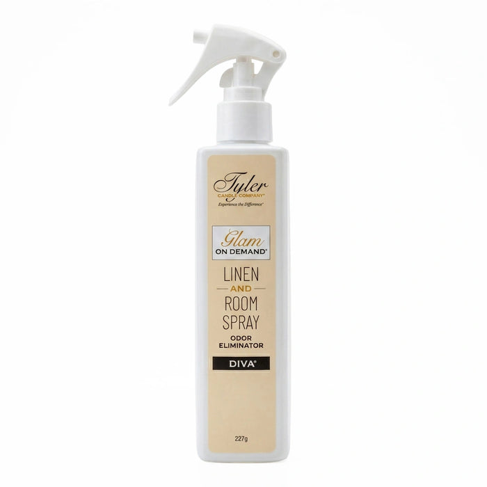 Tyler Glam On Demand Diva Fabric & Room Spray bottle with the Diva label displayed on a white background.