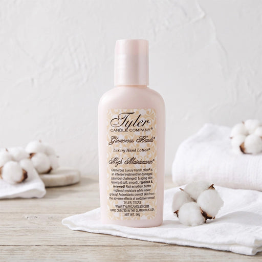 Tyler High Maintenance Hand Lotion bottle with the High Maintenance label displayed on a white background.