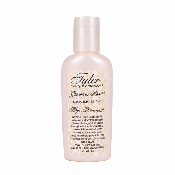 Tyler High Maintenance Hand Lotion bottle with the High Maintenance label displayed on a white background.