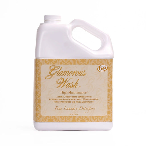 Tyler High Maintenance Glamorous Wash liquid laundry detergent bottle with the High Maintenance label displayed on a white background.