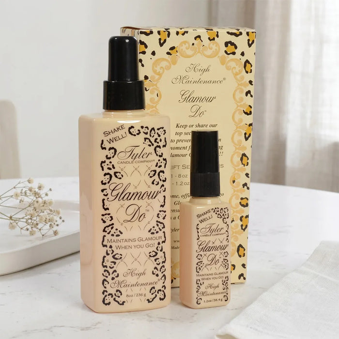 Tyler High Maintenance Luxury Gift Set with coordinated High Maintenance fragrance products displayed in decorative gift packaging on a white background.