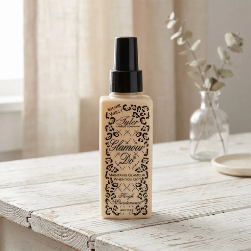 Tyler High Maintenance Glamour Do Spray hair fragrance mist bottle with the High Maintenance label displayed on a white background.