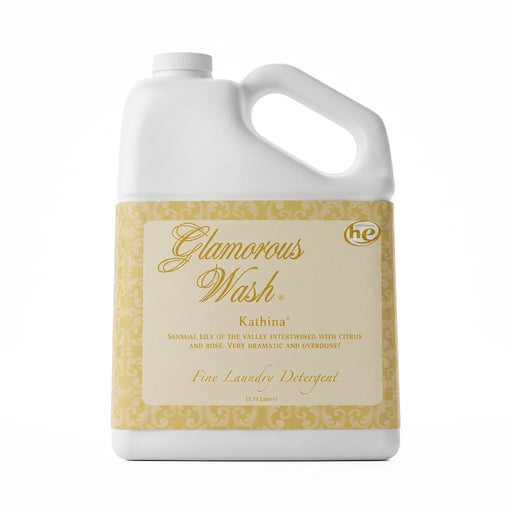 Tyler Kathina Glamorous Wash liquid laundry detergent bottle with the Kathina label displayed on a white background.